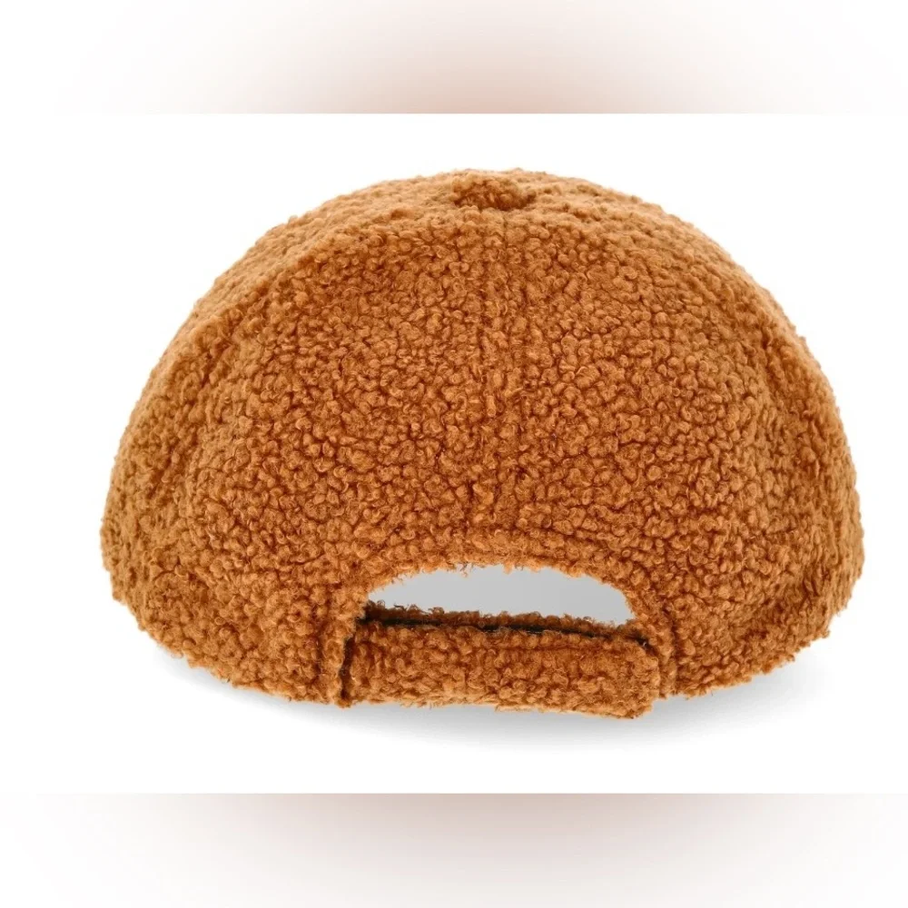NWT Wonder Nation Brown Faux Shearling Smiley Face Baseball Cap One Size